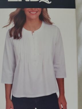 Lands End Womens Button Front Pintuck Top Size XL